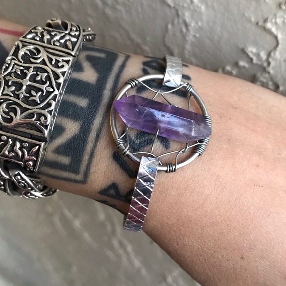 Genuine amethyst crystal dream catcher bracelet - Picture 2 of 8